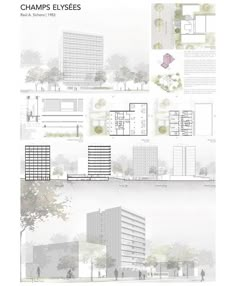 two diagrams showing different sections of the building