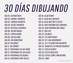 a poster with the words 30 dias dibujando written in different languages