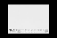 a black and white poster with the words youth on it's front side, in different languages