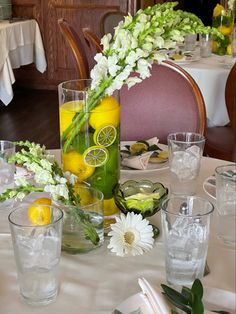 Lemon centerpieces, Italian theme bridal shower Coast Decor, Lemon Themed Bridal Shower, Themed Bridal Shower, Bridal Shower Theme, Positano, Dream Wedding, Bridal Shower, Party Ideas, Wedding Ideas