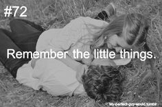 two people laying on the ground with text that reads, remember the little things