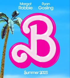 a poster with the letter b and palm trees