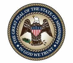 the seal of the state of mississippi with an eagle on it's front and side