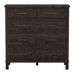 a dark wood dresser with four drawers