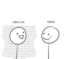 an image of two cartoon faces with the words talk and listen written on them in different languages