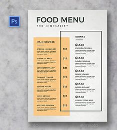 a restaurant menu is shown with the price list for each item in front of it