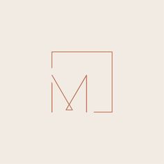 the letter m is made up of two lines and has an orange outline on it