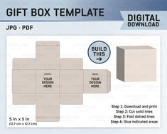 the gift box template is shown with instructions for how to make it