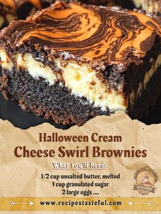 a piece of cheese swirl brownies on top of parchment paper