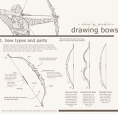 the instructions for how to draw bows and arrows with pictures on each side, including an arrow