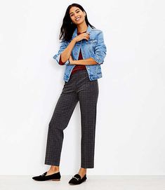 Loft Pull On Straight Pants in Plaid Ponte Size XS Grey Women's by Loft Size Regular - XS Grey Multi Women's One, Fit, Straight, Pants, 68%, Rayon, 28%, Nylon, 4%, Spandex, Machine, Washable Womens Straight Leg Pants, Stylish Petite, Slacks For Women, Petite Pants, Fall Clothes, Trendy Clothes For Women, Petite Women, Women Pants Casual, Womens Dress Pants