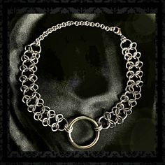 Custom One Of A Kind O-Ring Chainmail Day Collar. Chunky Industrial Chainmail Chain (2 And 1 Weave) With Heavy O-Ring, Lobster Clasp And 2-Inch Adjuster Chain. Attach Your Favorite Leash For Bdsm Play. 100% Stainless Steel/ Waterproof/ Will Never Tarnish Or Turn, 100% Hypoallergenic. Only The Best 316 Grade Stainless Steel That Will Last Well After You're Dead And Buried. . Choose Your Choker Length - 12in, 14in, 16in. Msg For Other Sizes. Lobster Clasp Closure. Jet-Made. . . Check The Closet Fo Chain Mail Choker, Chainmail Jewelry Patterns, Chainmail Keychain, Goth Jewelry Diy, Chainmail Clothing, Chainmail Choker, Gold Chainmail, Chainmaille Jewelry Patterns, Punk Choker