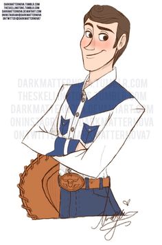 a drawing of a man wearing a blue and white uniform