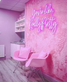 you're like really pretty neon sign pink Nail Studio Ideas Small Spaces, Esthetician Decor, Ideas Decoracion Salon, Ideas Salon, Decor Spa, Pink Salon, Facial Room, Lash Room Decor, Beauty Room Salon