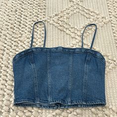 Cropped Denim Top. Removable Straps. Back Zipper. Green Tube Top, Peasant Crop Top, Strapless Crop Top, Juicy Couture Charms, Gap Fit, People Shopping, Gap Denim, Cropped Denim, Rainbow Stripes