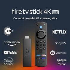 Our most powerful streaming stick - 40% more powerful than Fire TV Stick 4K, with faster app starts and more fluid navigation. Cinematic experience - Watch in vibrant 4K Ultra HD with support for Dolby Vision, HDR, HDR10+ and immersive Dolby Atmos audio (on select titles) Endless entertainment - Stream thousands of movies and TV episodes. Watch favorites from Netflix, Prime Video, Disney+ Hotstar and many more apps. Subscription fees may apply. Alexa Home, Amazon Fire Stick, Sling Tv, Tv Program