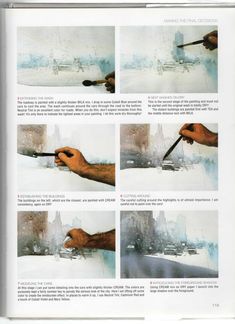 the instructions for how to paint a cityscape