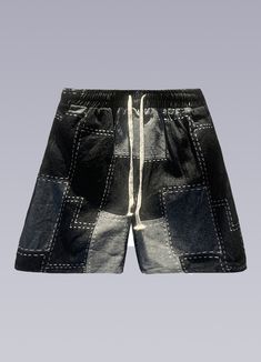 denim patchwork shorts Black Patchwork Shorts, Summer Streetwear Patchwork Shorts, Summer Streetwear Shorts With Patchwork, Summer Patchwork Shorts For Streetwear, Trendy Summer Shorts With Patchwork, Trendy Patchwork Shorts For Summer, Streetwear Patchwork Bottoms, Black Patchwork Short Bottoms, Short Patchwork Bottoms For Streetwear