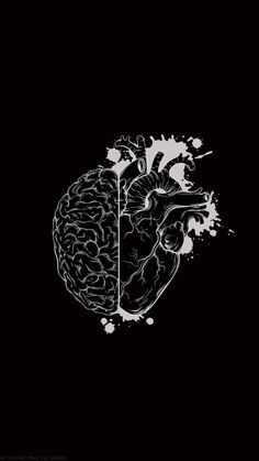 a black and white drawing of a human heart with blood splatters on it