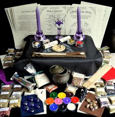 HUGE WITCHES STARTER & ALTAR SET ~Herb kit/Wicca/Pagan/Wand/Chalice/Cauldron~ Wicca Altar, Witchcraft Altar, Pagan Altar, Altar Cloth, Mortar And Pestle