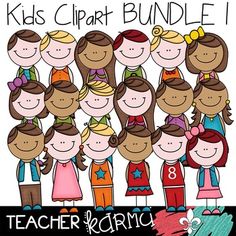 a group of kids clipart bundle for teachers