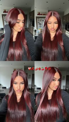 GORGEOUS RED HAIR COLOR IDEAS FOR GIRLS - color de pelo rojo Maroon Red Hair, Pelo Color Vino, Wine Hair Color, December Hair, Cherry Red Hair, Rambut Brunette, Wine Red Hair, Wine Hair, Red Hair Inspo