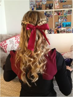 Cheer Hairstyles With Bows Half Up, Braided Cheer Hair