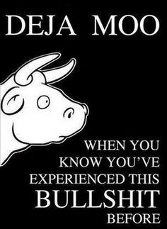 a black and white photo with the words deja moo on it