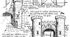 a drawing of a castle with instructions on how to build it