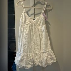 Never Worn Sundress With An Eyelet Material. Future Clothing, White Sundress, Future Clothes, Clothing Inspiration, Wild Fable, Sundress, Combat Boots, Cool Outfits, Gloves