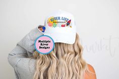 PLEASE READ DESCRIPTION: These adorable FAUX PATCH trucker hats are so fun and perfect for all those summer adventures. These fabulous hats have printed DTF decals made to resemble layered patches. We offer these printed designs as a less $$ option so that everyone can enjoy this popular trucker hat trend! **Our beaded chains/charms are sold separately - https://thememphismarketco.etsy.com/listing/1549277891 **Front design is PRINTED to look like layered patches. These are FAUX PATCH hats. NOTE: Trendy Spring Trucker Hat For Travel, Playful Summer Travel Hat, Fun Travel Hat, One Size Fits Most, Casual Summer Baseball Cap Gift, Trendy Summer Hat As Gift, Snapback Baseball Cap As Summer Gift, Trendy Hats, River Rat, River Float