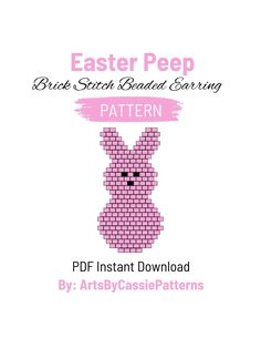 an easter bunny pixel stitched pattern with text over it