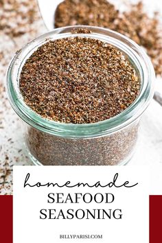 homemade seafood seasoning in a glass jar