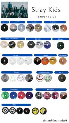 a poster with many different types of buttons on the front and back of each button