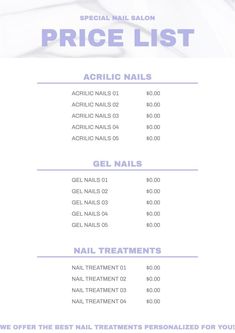 Pastel Modern Marble Special Acrylic Nails Price List Manicure Price List, Nails Price List, Nail Price List, Painted Acrylic Nails, Nail Salon Prices, Light Blue Nail Designs, Template List, Salon Price List, Types Of Manicures