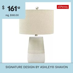 a white table lamp with a price tag for $ 16 at jchenney com