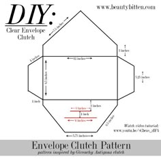 the envelope clutch pattern is shown with instructions for how to fold it and how to use it