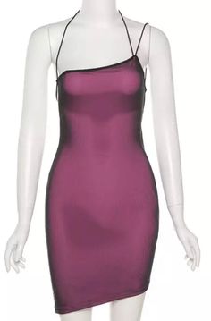 Baddie (Purple) Cute Mesh like Halter Tie Up backless Baddie mini Dresses Perfect for a night out on a town Purple One Shoulder Evening Mini Dress, Purple One Shoulder Mini Dress For Night Out, Purple Bodycon Dress With Spaghetti Straps For Evening, Purple Spaghetti Strap Bodycon Evening Dress, Purple Spaghetti Strap Bodycon Dress For Evening, Chic Purple Backless Dress, Purple One-shoulder Mini Dress For Party, Purple One Shoulder Mini Dress For Party, Purple Sleeveless Mini Dress For Evening