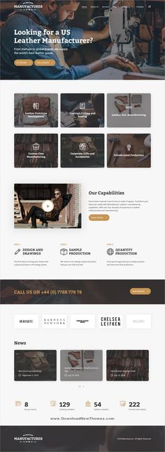 an image of a website design for a leather manufacturer