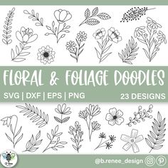 floral and foliage doodles svg files