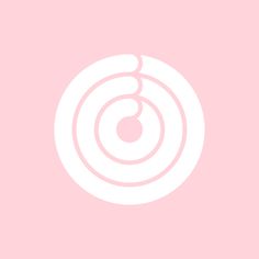 a white circle on a pink background with the letter o in it's center