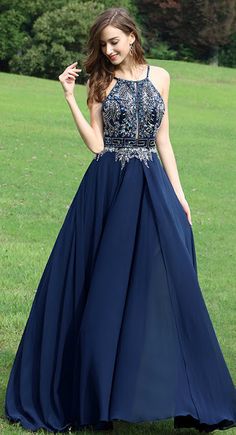 Blue Backless Prom Dress, Backless Prom Dress, Grad Dresses Long, Navy Prom Dresses, Evening Fashion, Navy Blue Prom Dresses, Halter Prom Dresses, Spaghetti Strap Prom Dress, Backless Prom Dresses