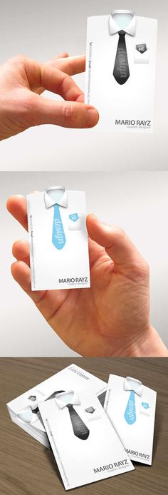 the business card is designed to look like a tie