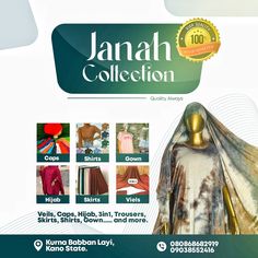 an advertisement for the jannah collection, which is on display in front of a white background