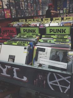 there are many cds on display in the store