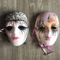 Bought From A Gallery In New Orleans Length Is 7 Inches By 4.5 Inches Porcelain Clown Mask, Masks Art Ideas, Mime Face, Clay Mask Art, Mascara Oni, Circus Oc, Ceramic Masks, Junk Kouture, Ceramic Mask