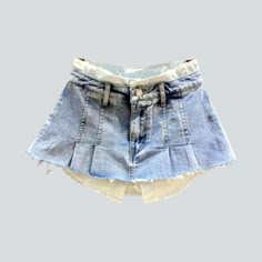 Welcome to the 2023 Spring-Summer Collection - street style at its finest! Unveil the exposed pocket color denim skort for fashionable women who love to make a statement. This mid-waist skort features a zipper and button closure. promises to make you look effortlessly stylish and chic.Why You'll Fall In Love Street Style: With its exposed pocket and unique zipper and button closure. this skort is the perfect mix of modern street style and classic fashion. Vibrant Color: An eye-catching color pro Trendy Bottoms With Built-in Shorts, Denim Skort With Built-in Shorts For Spring, Denim Skort With Built-in Shorts For Summer, Spring Denim Skort With Built-in Shorts, Edgy Short Mini Skirt For Summer, Cutoff Mini Skirt With Pockets, Denim Mini Skirt With Built-in Shorts, Chic Denim Skort For Summer, Trendy Short Skort With Built-in Shorts