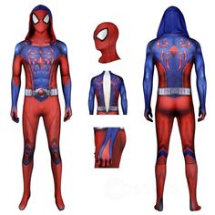 the spider man costume is designed to look like it has been painted red and blue