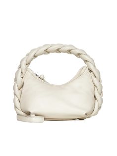 Shoulder Bag from Hereu Composition: ->lambskin, 100% | Hereu Women's Shoulder Bag in Cream | FW23/24 White Shoulder Bags, Aesthetic Bags, Braided Leather, White Bag, Hobo Bag, Leather Handle, Shoulder Bag Women, Patch Logo, Top Handle