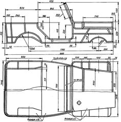 a drawing of the side view of a car